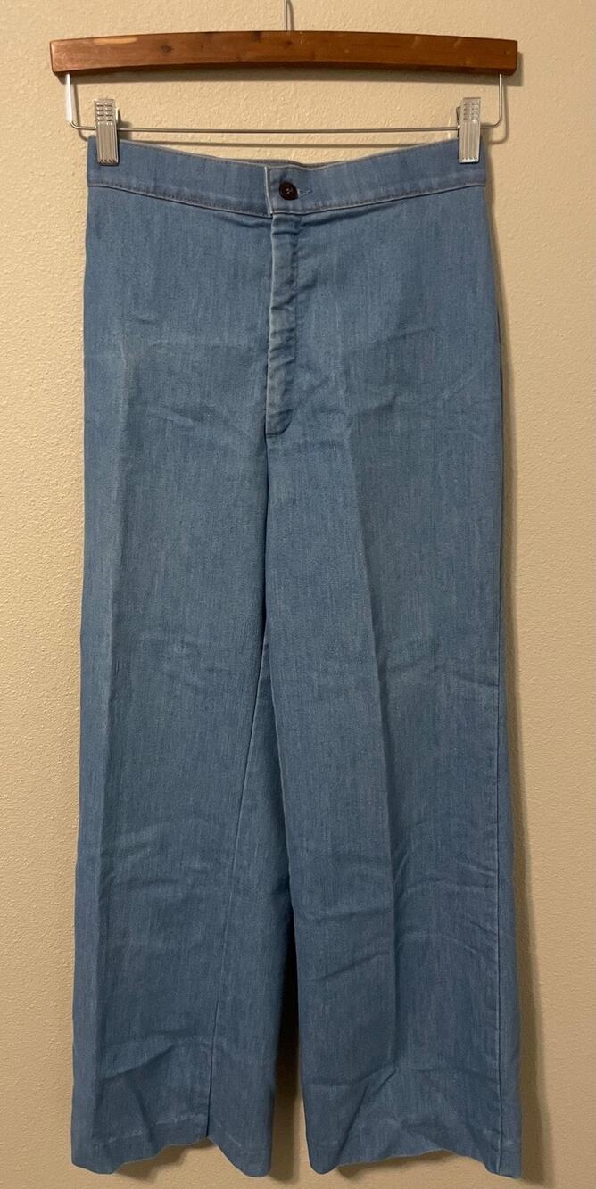 Vintage Levi's Orange Tab Pants Womens 26x28 Chambray Talon Zipper 1970s READ